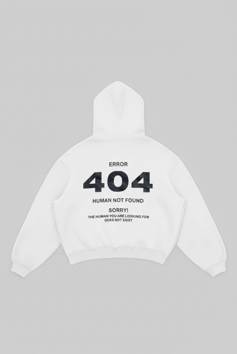 Error 404 White Hoodie